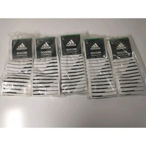 5 Adidas Climalite Speed II Soccer Socks Mens L White Gray Striped Team Outdoors